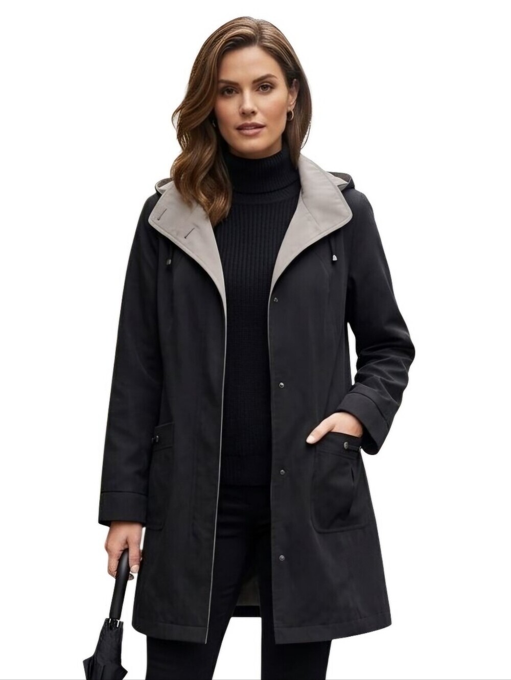 Gallery Petite All Weather Coat Detachable Hood Lining Size PP